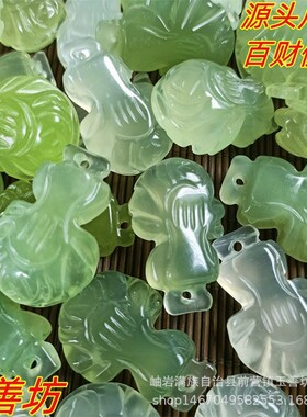 天然玉白菜吊坠岫玉挂件厂家手工配件饰品玉器小礼品百财好运