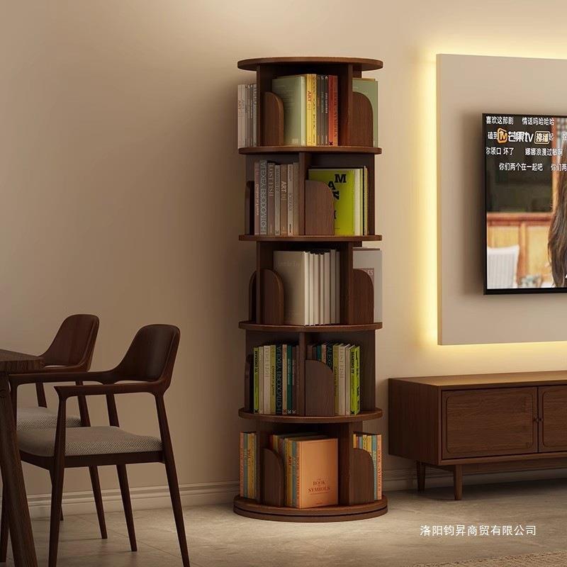 度家用客厅旋转书架置物架带轮可移动学生靠墙书柜绘本架柜子