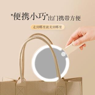 手持化妆镜子便携学生宿舍led女高颜值化妆镜带灯家用小桌面