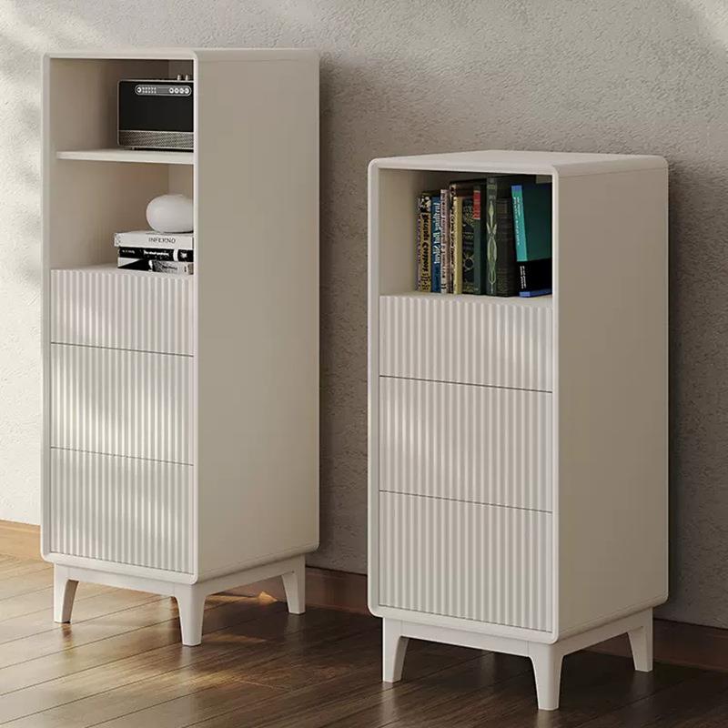 实木高低边柜墙边置物储物柜靠墙杂物茶收纳边柜客厅现代简约奶油