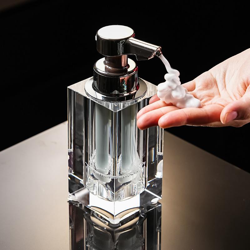 新款水晶玻璃智能自动感应泡沫洗手液机高档家用充电式电动起泡机
