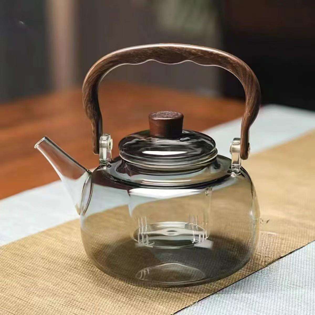 围炉煮茶壶高硼硅玻璃壶蒸煮两用提梁壶煮茶壶烧水泡茶壶煮茶器