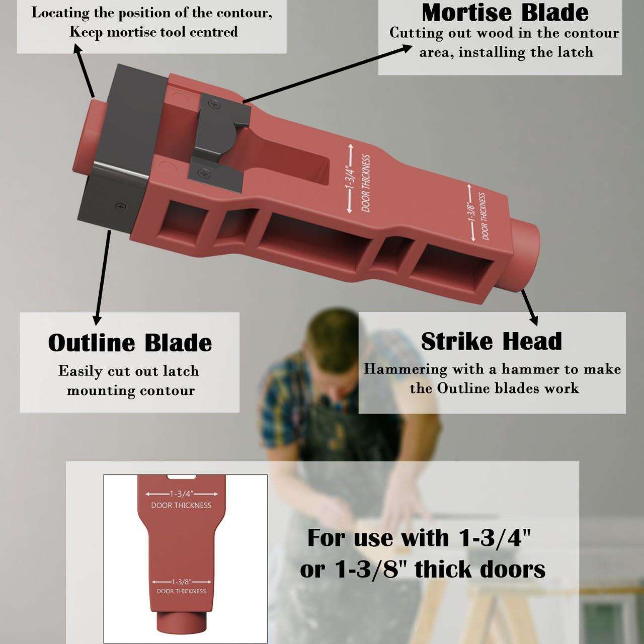 门闩锁mortise工具1-3/4“或1-3/8安装套件卸下材料以安装门闩锁