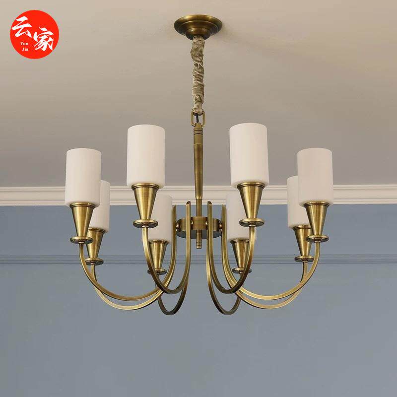 美式全铜吊灯样板间别墅后现代复古客厅餐厅简美全屋灯饰中山灯具