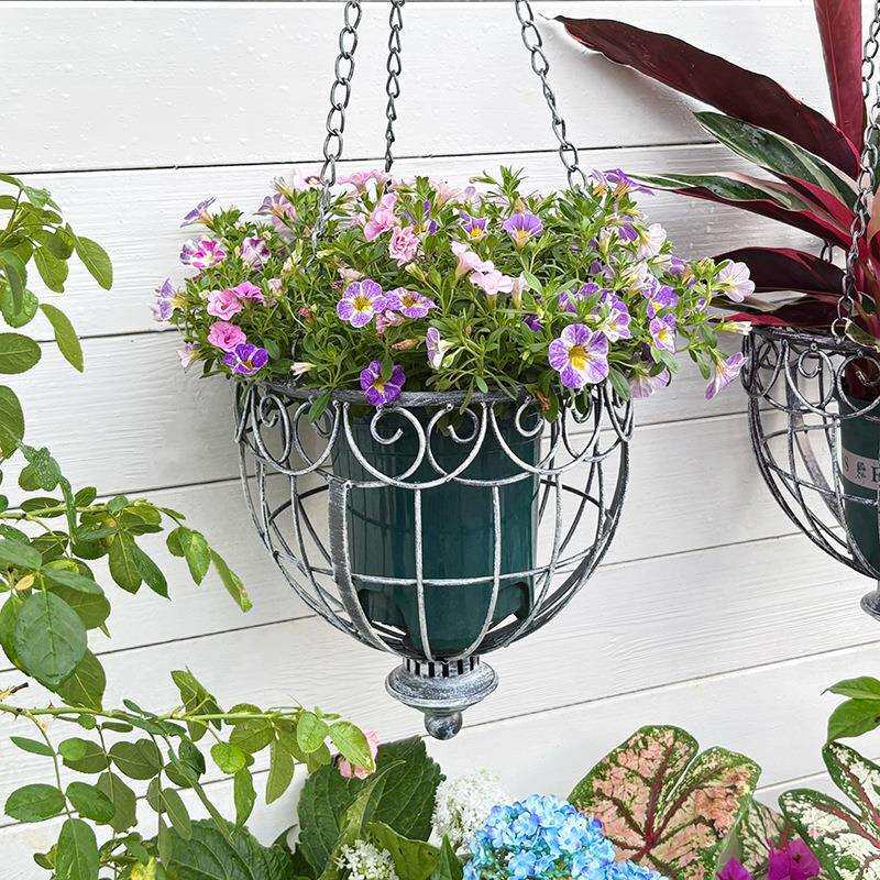 temu跨境热美迪吊篮户外铁艺悬挂庭院花园垂吊装饰盆花器阳台花盆
