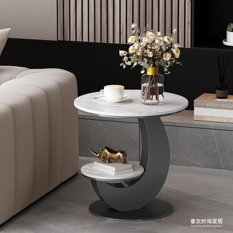 沙发边几边柜轻奢岩板角几床头桌客厅小圆桌边桌可移动阳台小茶几