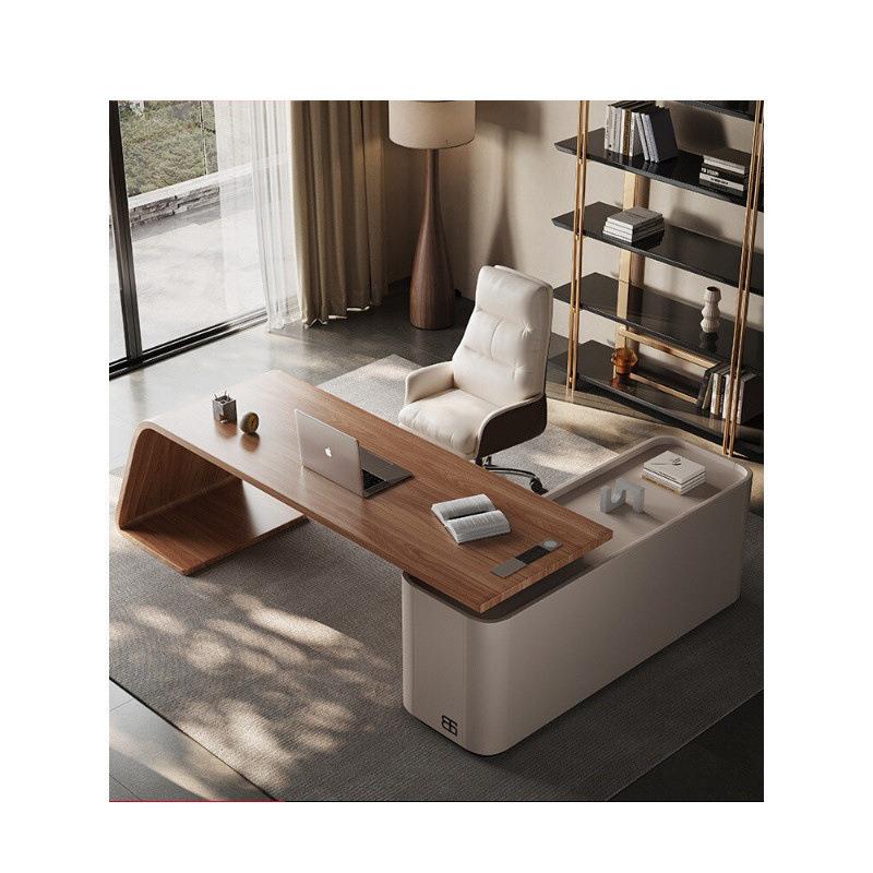 中古风实木书桌轻奢现代简约书房电脑桌设计师意式极简老板办公桌