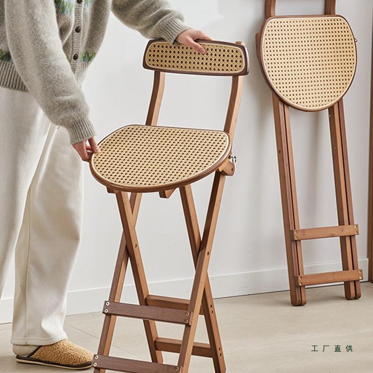 可折叠高脚凳咖啡厅收银台吧台靠背椅子家用便捷式结实成人小板凳
