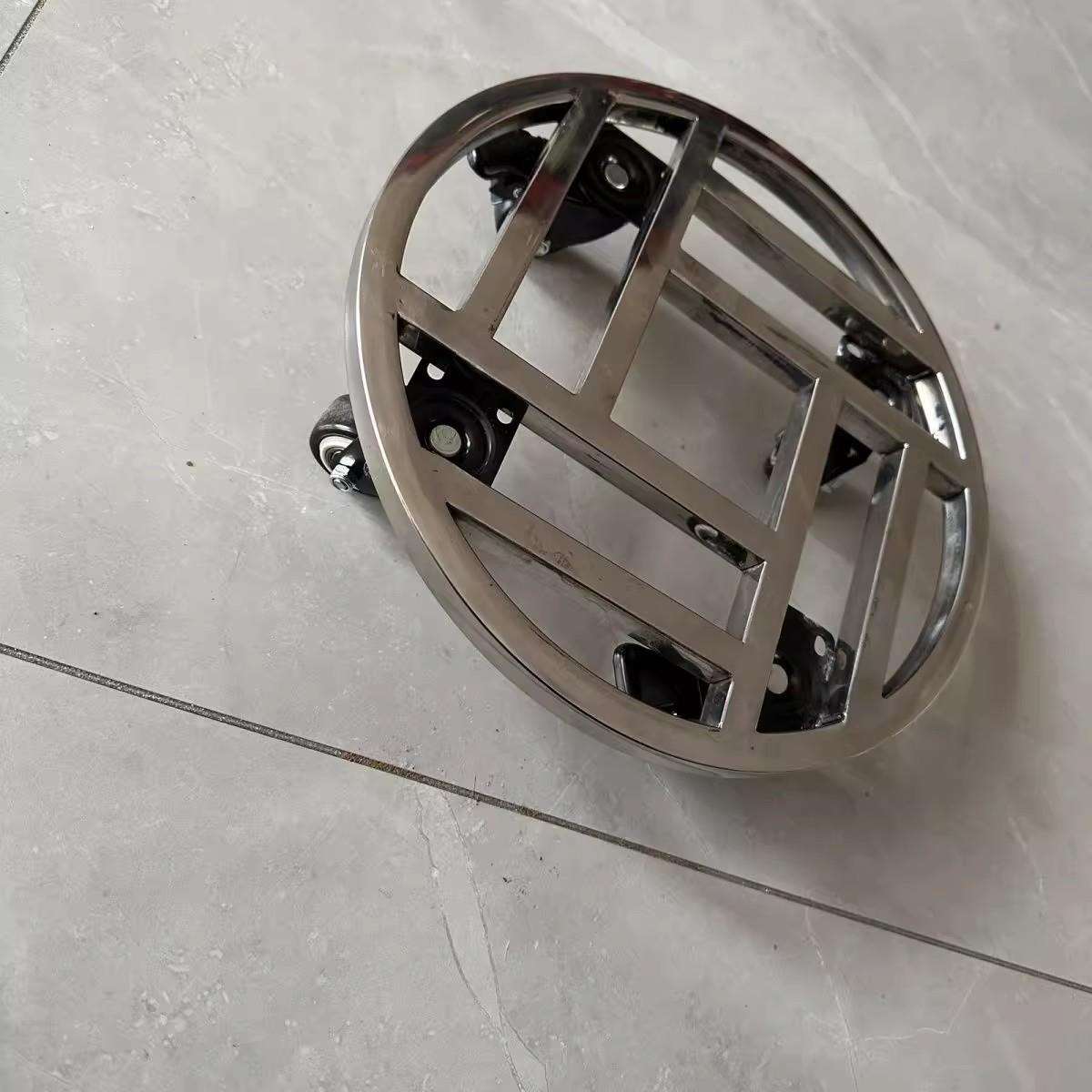 车移动木桶圆形乌龟盆景不锈钢花架底座大花盆架子带轮洗脚万向轮