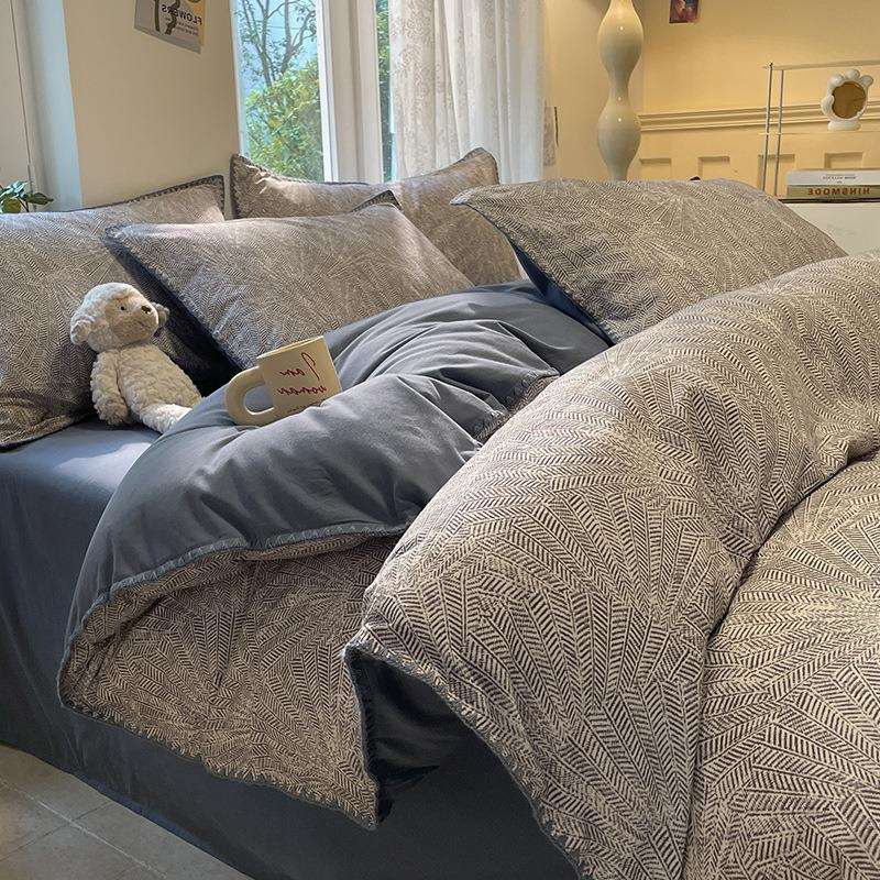 2025新款加厚60支全棉纯棉磨毛贝壳边四件套秋冬被套床单三件套