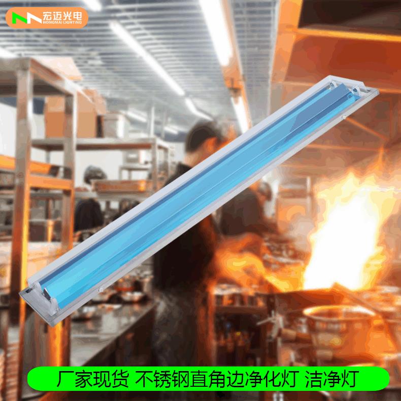 厂家直销不锈钢直边净化灯 大厨房实验室车间隔爆型双管LED洁净灯