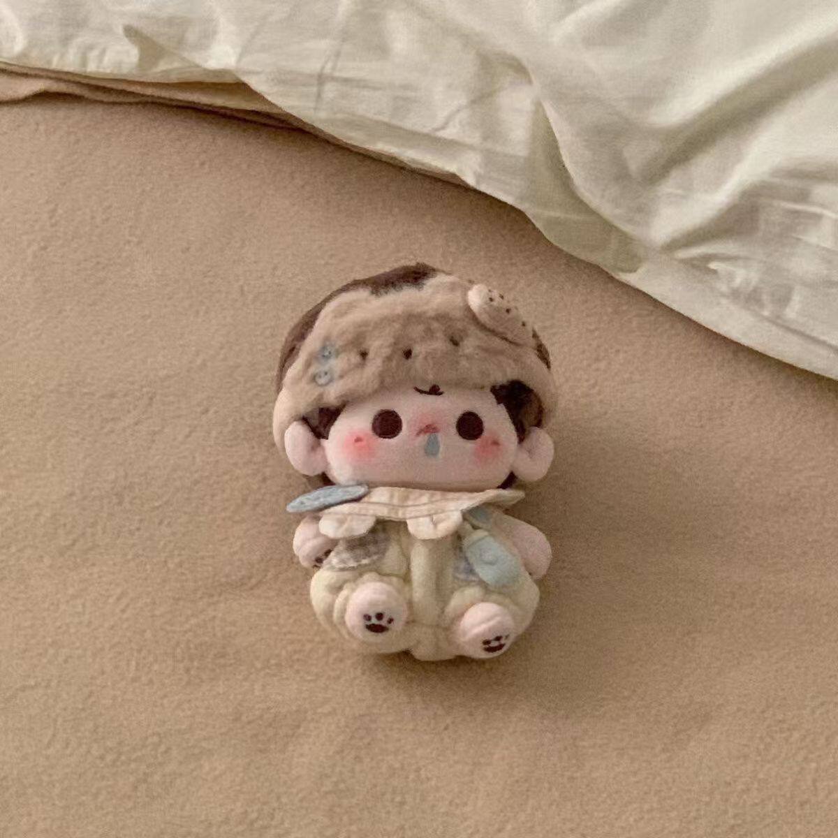 娃衣10cm小熊饼干小狗煎蛋棉花娃套装可爱10cm玩偶娃娃换装衣服拜