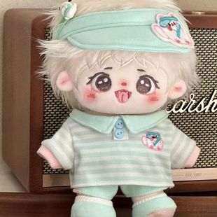 娃衣20cm20厘米棉花娃夏款 可爱小清新棉花奶猫薄荷冰 出游卡通套装