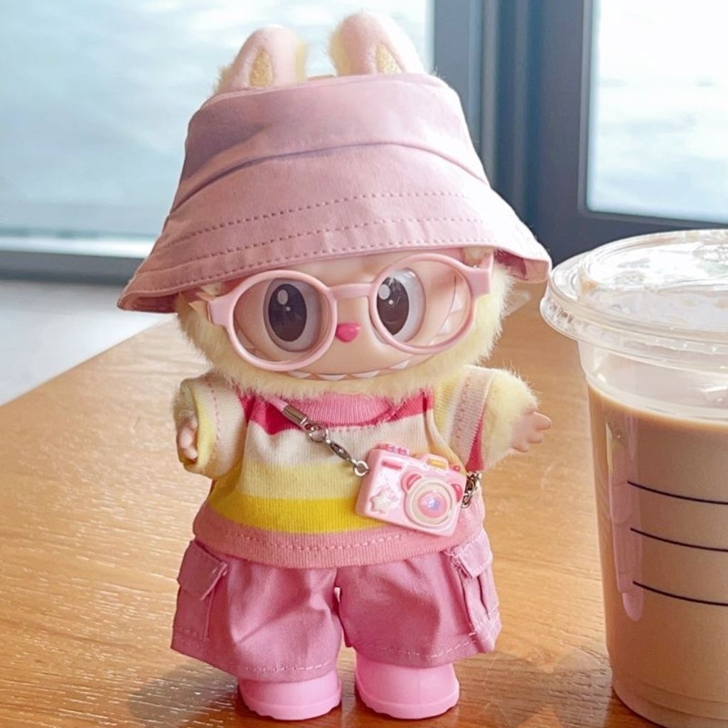 labubu娃衣可爱多巴胺拉布布衣服帽子鞋子潮流公仔替换装套装17cm