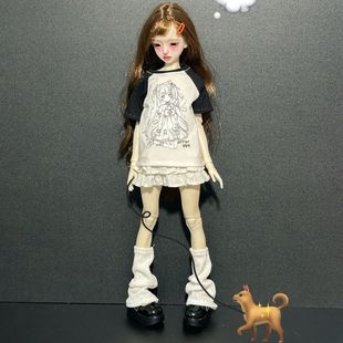 四分娃衣bjd 6分4分套装短袖蛋糕裙腿袜六分娃娃t恤上衣裙子便宜