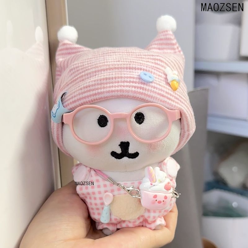 自嘲熊娃衣13cm条纹羊帽格子背带裤10cm毛绒玩具棉花娃娃换装