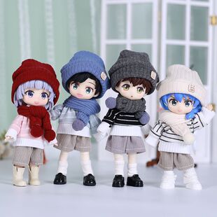 12分bjd娃衣ob11围巾帽子换装配件YMY gsc 阿巳 p9 p10毛毡帽围脖