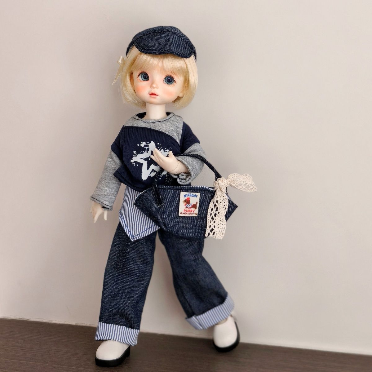新款bjd娃衣6分sd卡肉玩偶ob24衣服休闲牛仔套装帅气男女孩娃衣