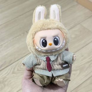 labubu娃衣心动拉布布衣服二代假两件条纹衬衣拉布布配件绅士