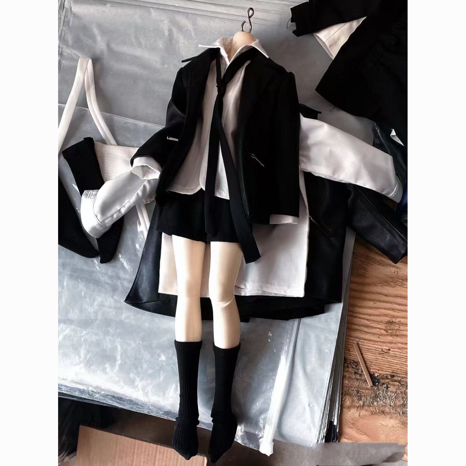 四分娃衣BJD体大四胖四可穿套装玩偶换装皮衣酷帅美式套装包邮
