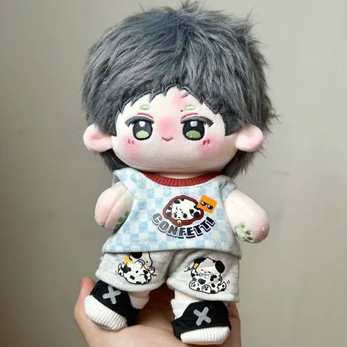 20cm娃衣罐装苏打棉花娃服无袖可爱清爽毛绒玩偶T恤便宜