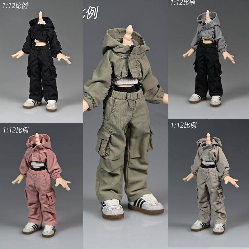 1:12比例12分bjd阿巳2妖精体娃衣机能短外套工装裤上衣裤子D男D妹
