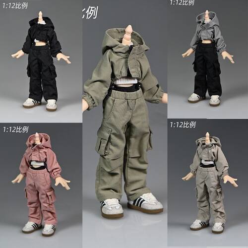 1:12比例12分bjd阿巳2妖精体娃衣机能短外套工装裤上衣裤子D男D妹