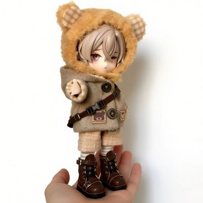 (仅衣服可爱棕色小熊套装ob11 gsc BJD12分玩偶衣服超萌便宜套装