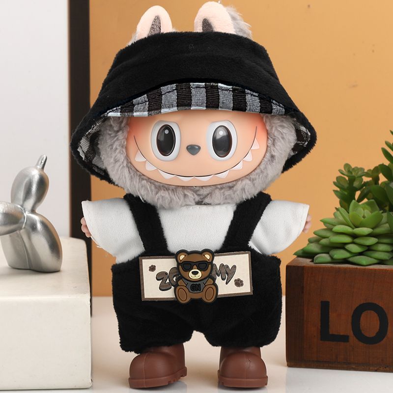 拉布布娃衣17厘米拉bubu一二三代dimoo衣服搪胶公仔潮流耳机背带