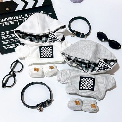 20cm娃衣酷酷男娃卫衣套装墨镜鞋子玩偶棉花娃娃公仔换装胖胖体