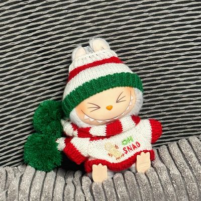 labubu万圣节娃衣新品一二代拉布布17CM厘米LABUB圣诞节针织毛衣