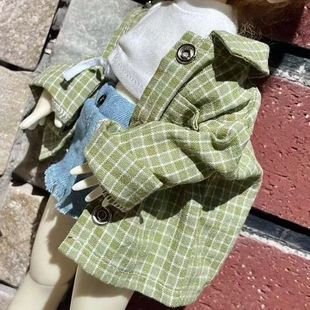 bjd娃衣6分 格子衬衫外套卫裤六分裤子阔腿裤拖地裤分界线榴莲酥