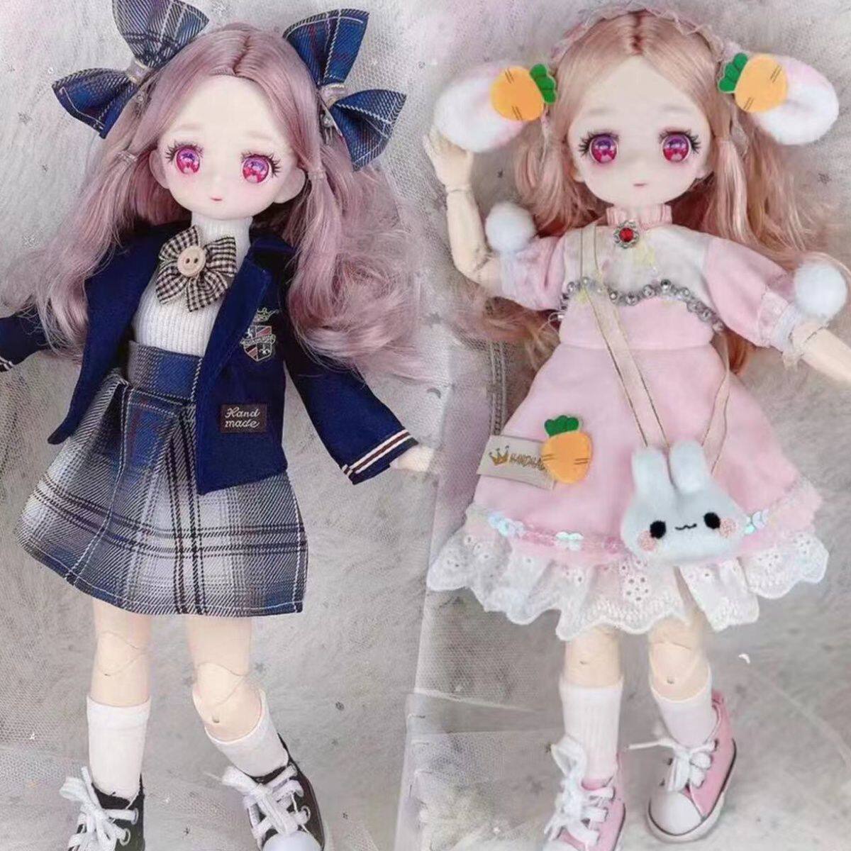 网红款30厘米洋娃娃衣服二次元少女漫画脸6分BJD儿童玩具动漫