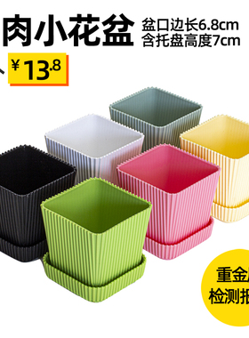 多肉花盆带托盘塑料加厚小植物z组合树脂创意方形圆形白色欧式包