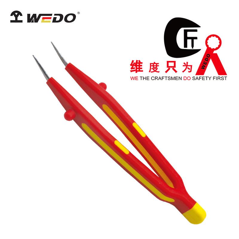 WEDO维度双色绝缘针尖无齿镊子钳绝缘耐压维修细尖头镊子厂家直供