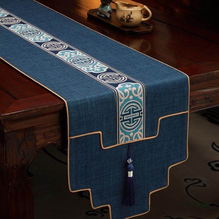 新中式桌旗禅意防水茶席茶台布艺轻奢高端茶几长条桌布茶垫布定