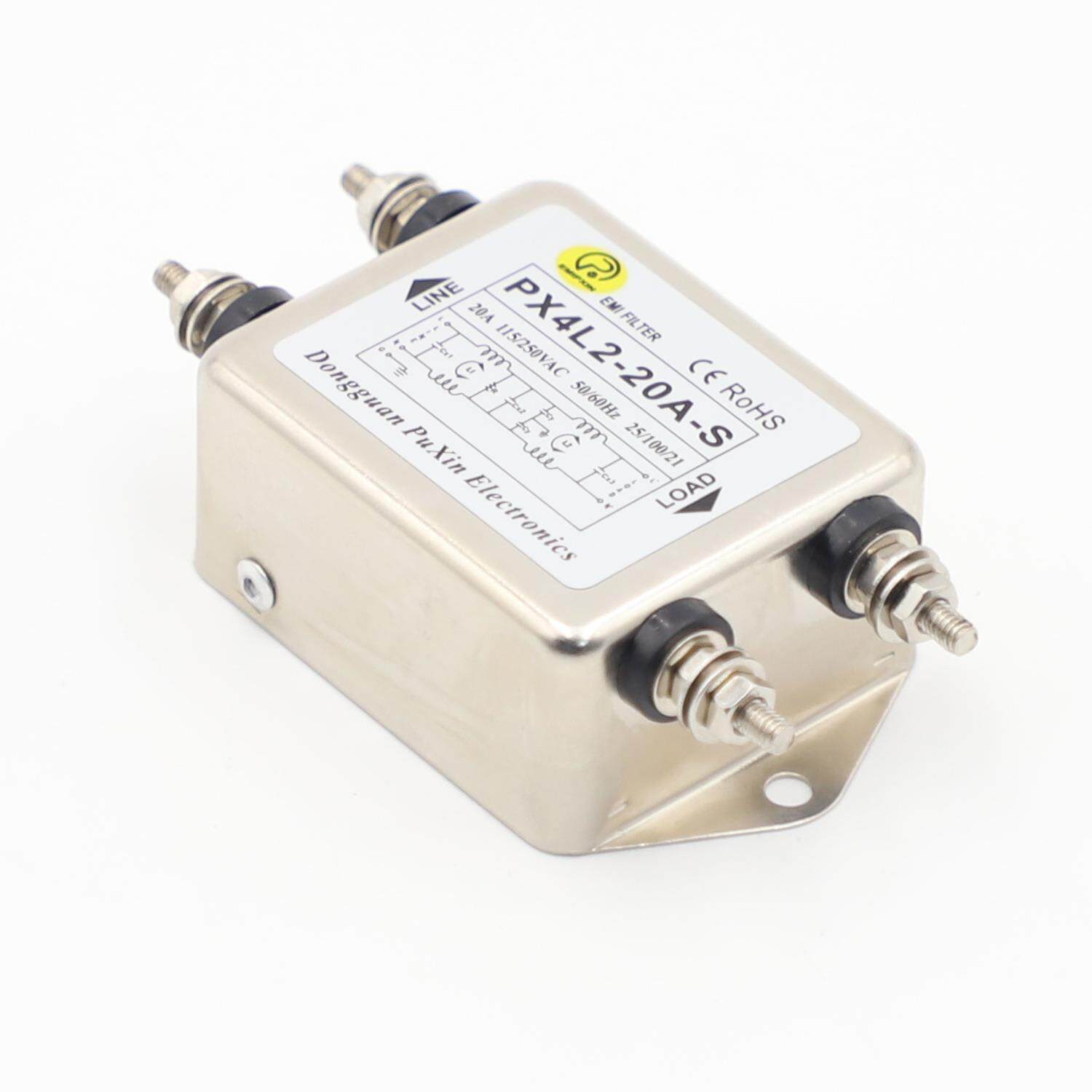 普鑫EMIPXIN滤波器双级PX4L2-20A-S宽频高磁导率锁螺丝电源滤波器