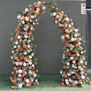婚庆牛角拱门仿真花排花羊角摄影装饰结婚背景布置婚庆拱门花