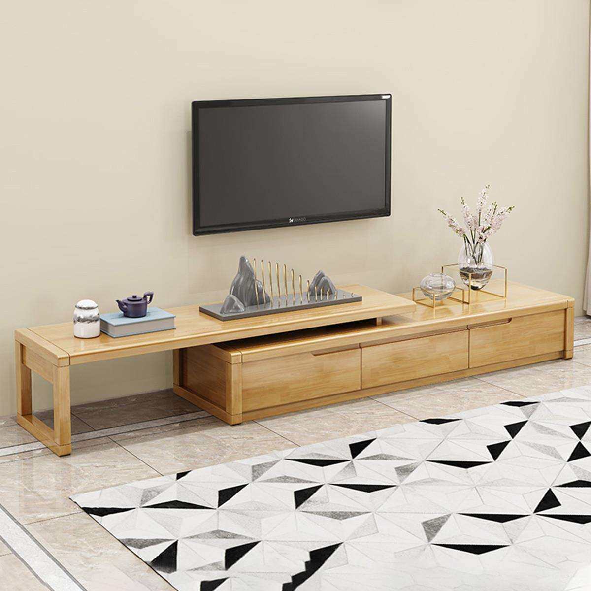 新中式现代简约实木电视柜组合小户型客厅可伸缩视听柜地柜储物柜