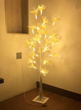 客厅卧室橱窗LED树灯节日庆典摆件北欧风格装饰灯布置插电红色花