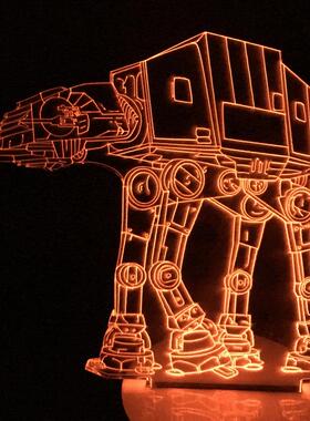 创新LED灯步行机小夜灯七彩变色摇控3D灯蓝色红色紫色暧光白光灯