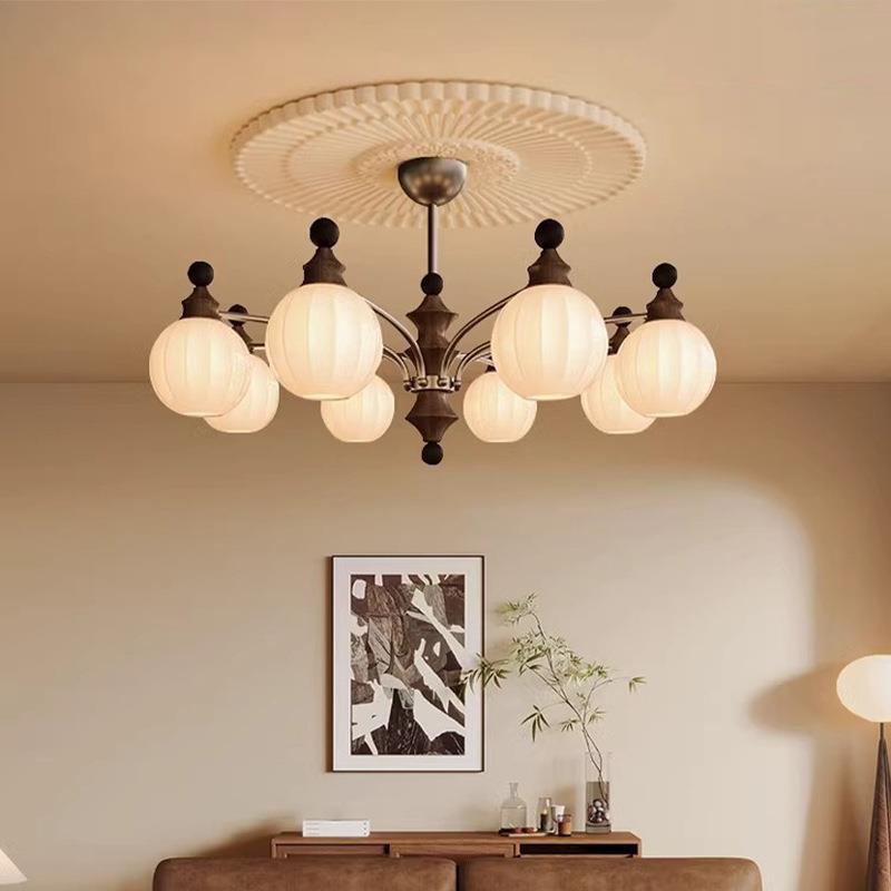 白蜡木法式中古风客厅吊灯vintage大厅主灯复古卧室灯中山灯具