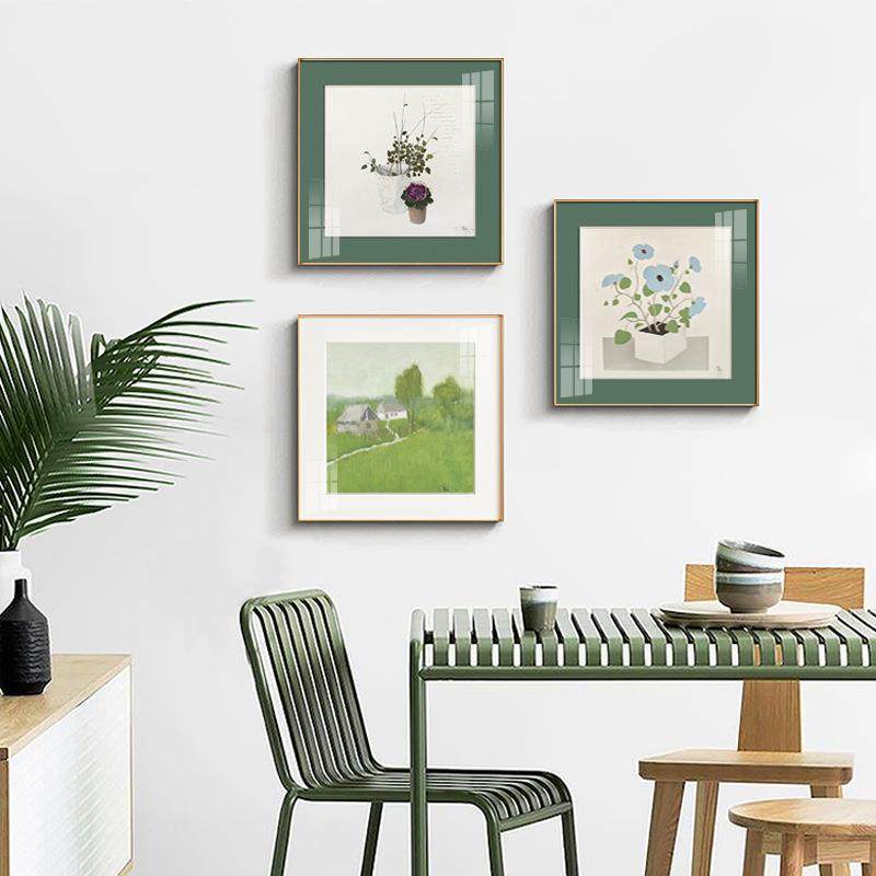 透绿的夏 北欧风格餐厅装饰画植物花卉绿色挂画小清新抽象风景画