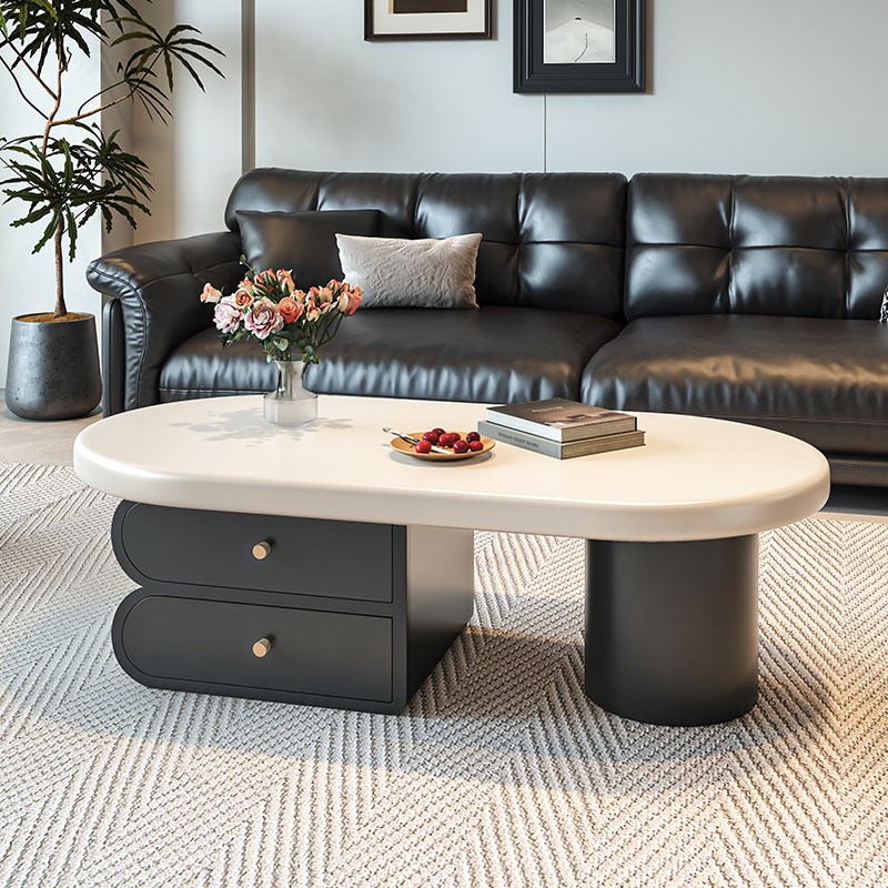 轻奢椭圆形茶几客厅家用小户型z现代简约高级感中古风新款创意茶