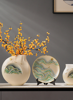 新中式客厅玄关h轻奢摆件高端大气电视柜装饰品乔迁礼物博古架酒