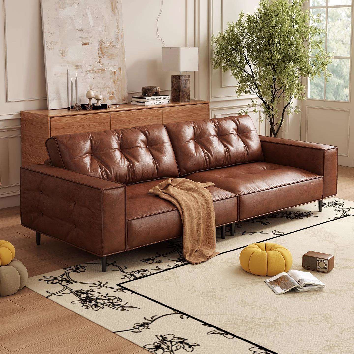 法式复古小户型客厅中古风直排休息区接待办公室商务酒店民宿沙发