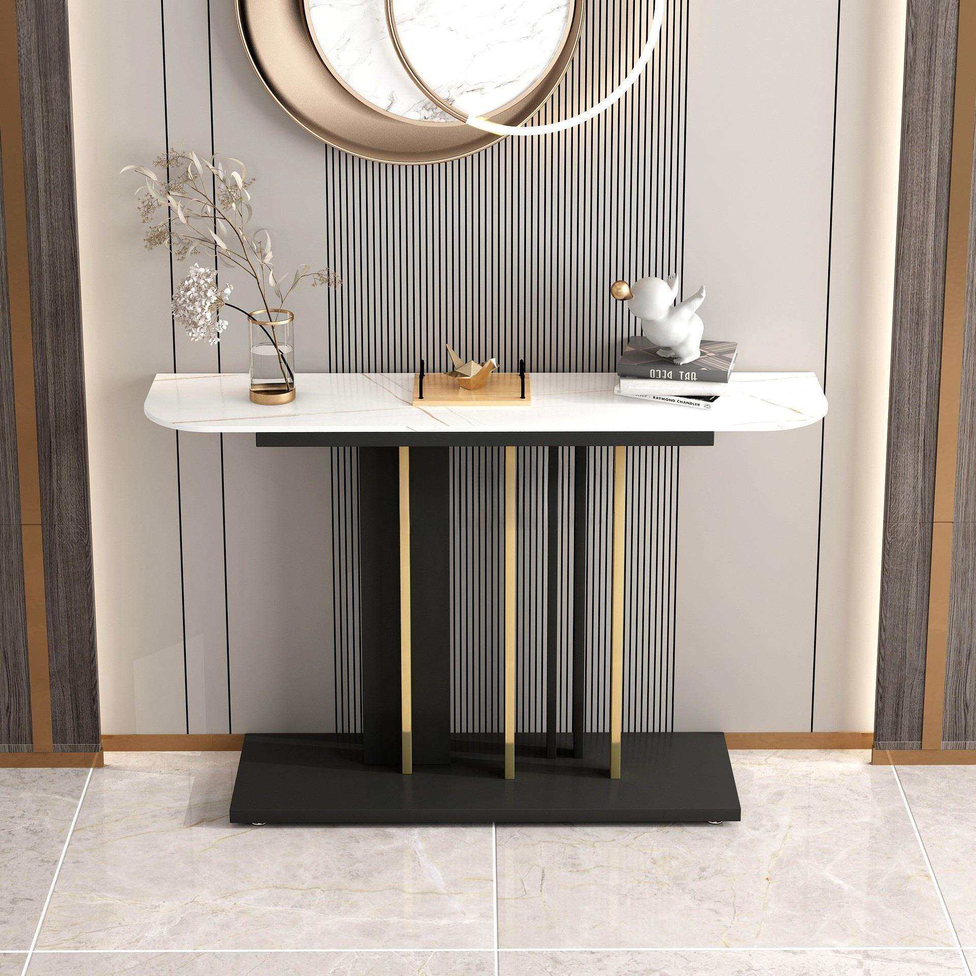 轻奢岩板玄关桌子靠墙新款入门条案客厅门厅案台走廊郭丹长条供桌