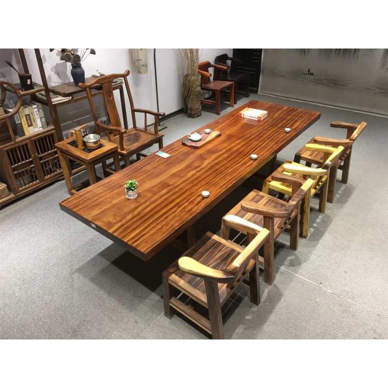 乌金木实木大板原木书桌办公茶台办公餐桌整块大板奥坎画案茶桌板