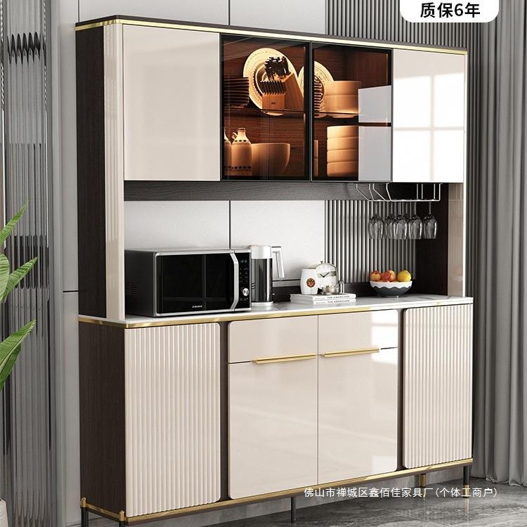 岩板餐边柜现代简约轻奢酒柜客厅家用高柜一体靠墙厨房碗柜储物柜