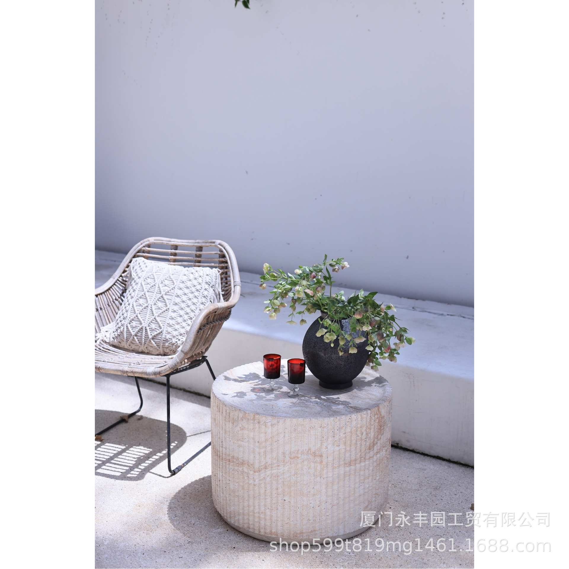 嘻物所 设计师茶几矮款圆形罗马柱艺术经典百搭家用沙发客厅矮桌